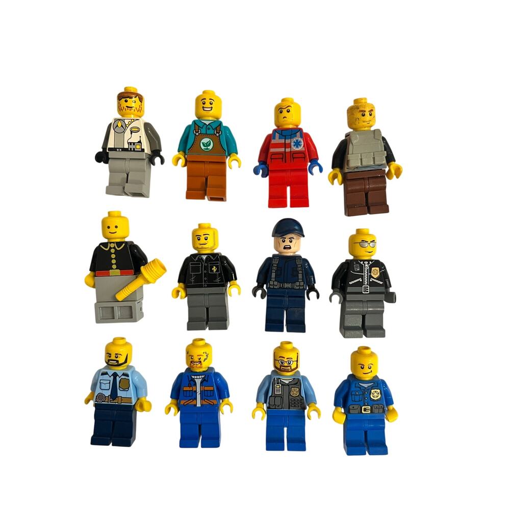 LEGO Minifigure Lot – 12 Figures – Police, EMT, Workers, City Characters Bundle